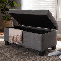 Baxton Studio WS-20091-Grey-OTTO Michaela Modern and Contemporary Grey Fabric Upholstered Storage Ottoman